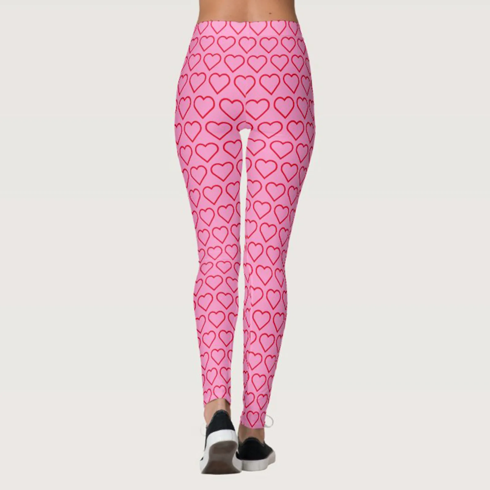 Stretch Leggings Heart Print Women's High Waist Slim Long Pants Semaless Slim Sport Yoga Tight Trousers Fitness Running Legging