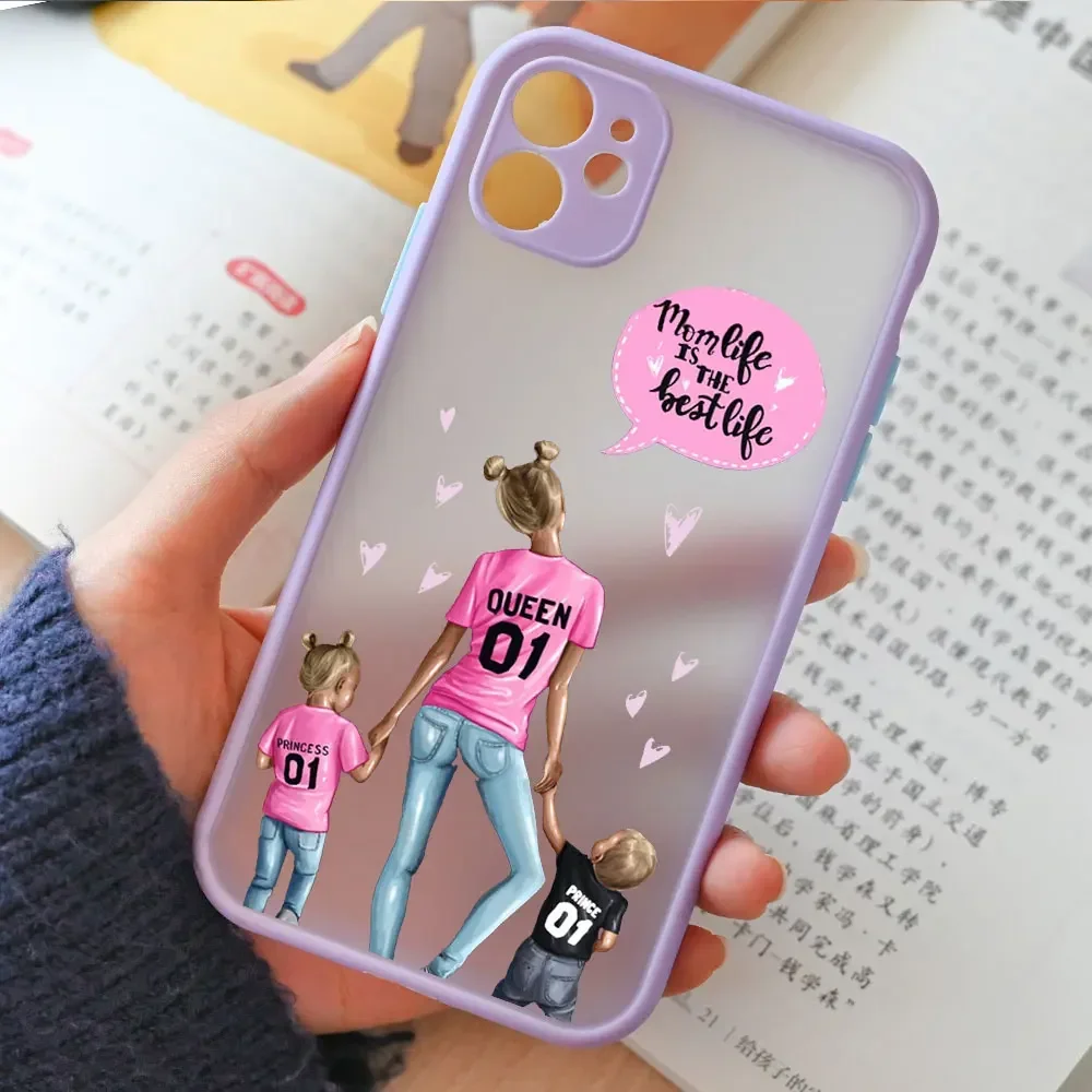 Fashion Super Mama Mom Dad Phone Case for IPhone 15 14 13 12 11 Pro MAX Mini XR XS Max 7 8Plus SE Baby Boy Girl Hard Matte Cover