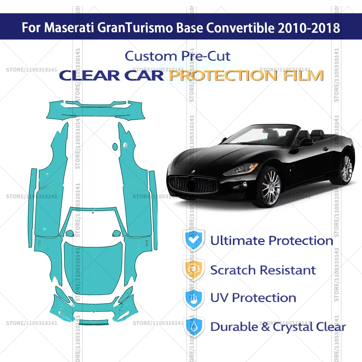 

Pre-Cut Paint Protection Film PPF Transparent Car Film Automotive PPF For Maserati GranTurismo Base Convertible 2010-2018
