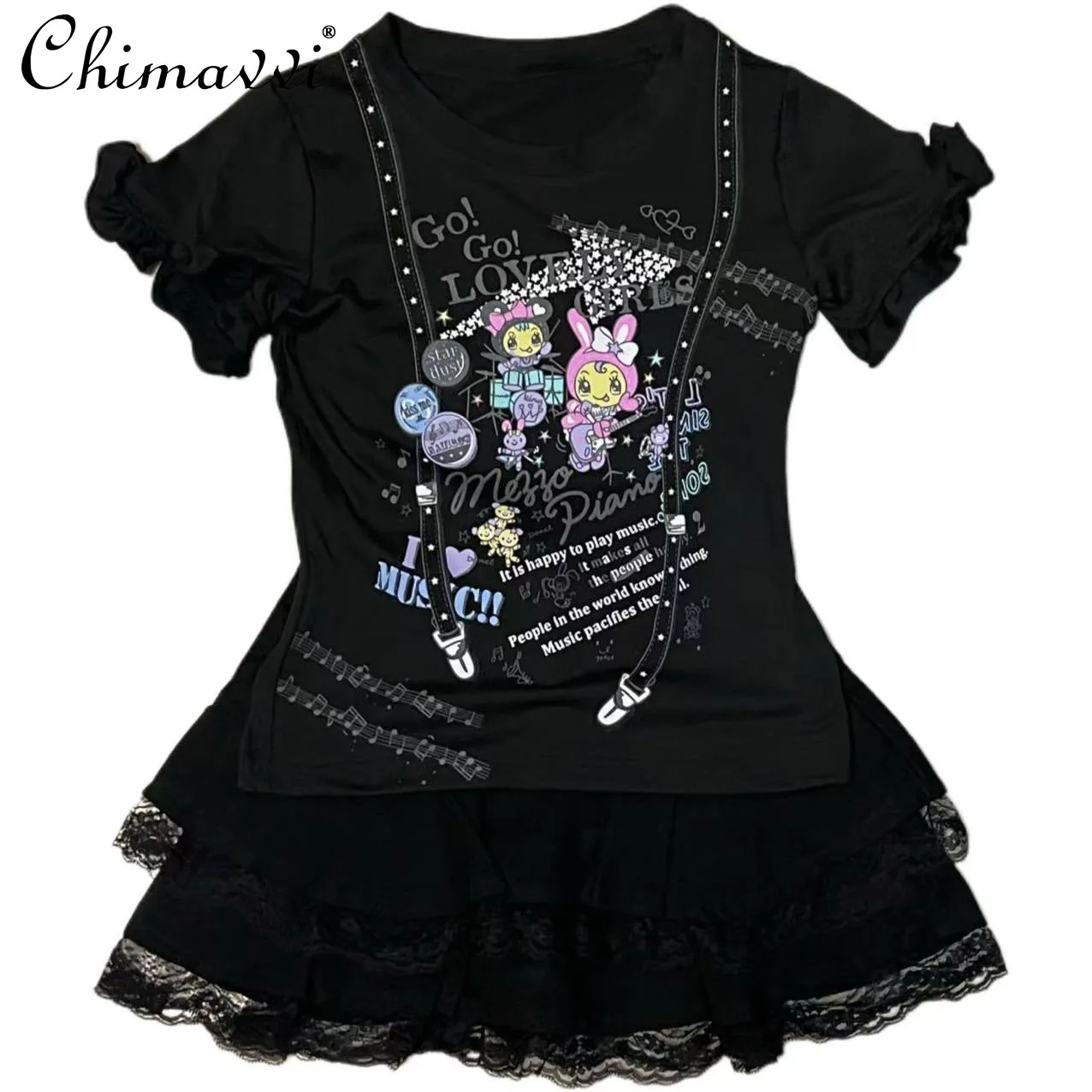 

Новая женская футболка Y2K с коротким рукавом и милым мультяшным принтом в японском стиле, весна-лето 2026, для девочек, топ в стиле кавайи, одежда для девочек