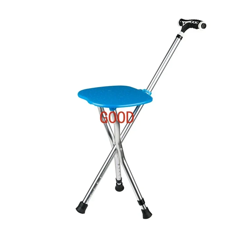 Silla plegable con muleta para exteriores de aleación de aluminio, taburete de mano para personas mayores, taburetes Delta portátiles antideslizantes, sillas para bastón para acampar en la playa
