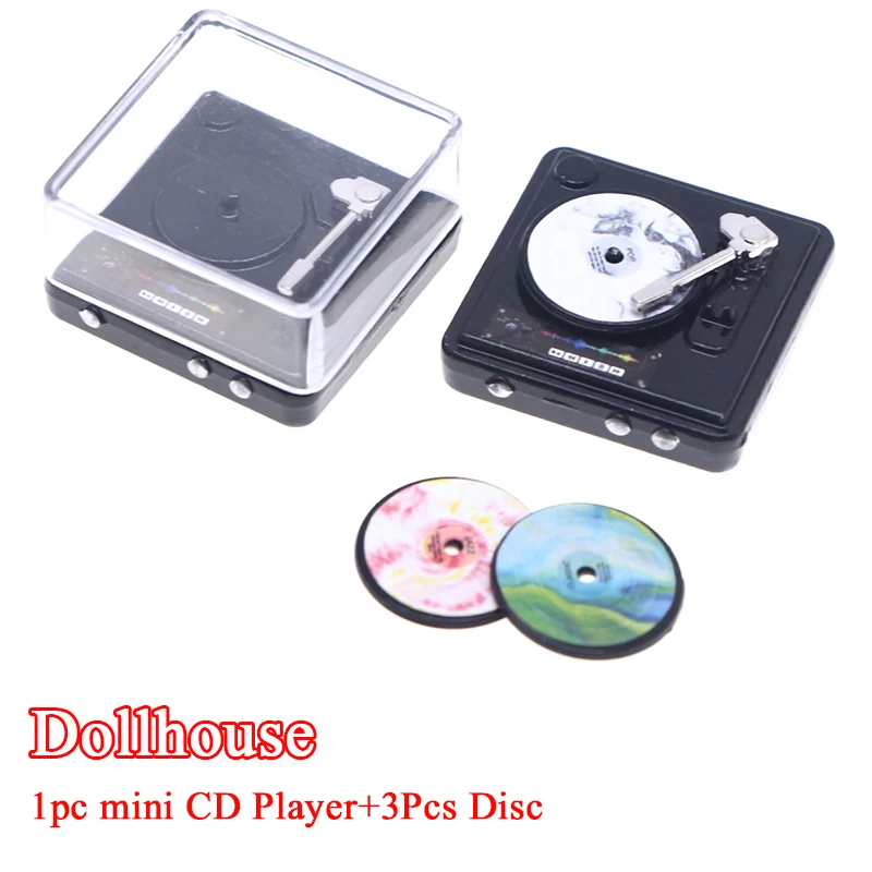 1 pçs 1:12 casa de bonecas em miniatura cd player disco player casa modelo decoração brinquedo casa boneca acessórios