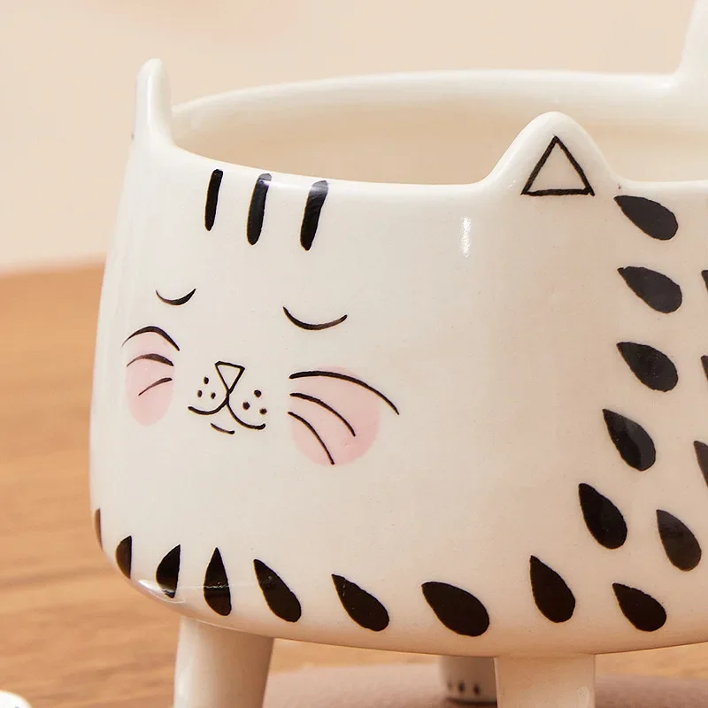 Taza de gato de 4 Patas, taza de café, Linda taza de desayuno personalizada de cerámica para mujer, adornos de decoración para el hogar y la Oficina