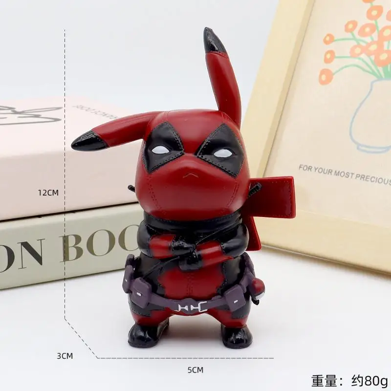 New 12Cm Kawaii Pikachu Cos Deadpool Iron Man Anime Characters Cool Cute Figure Toy Doll Model Decoration Kid Birthday Gifts