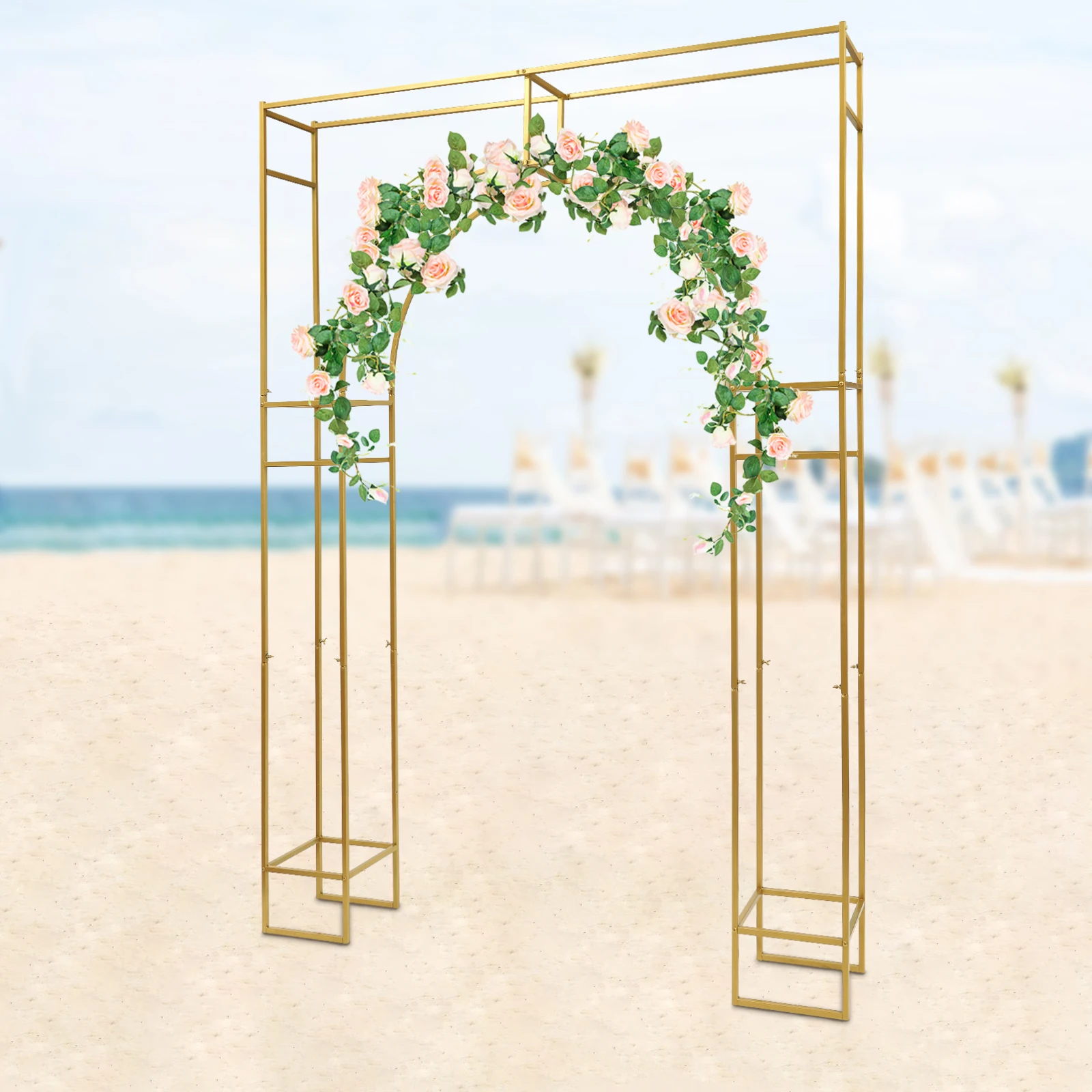 Imagem -02 - Arco do Casamento Backdrop Stand Balão de Metal Quadrado Arco Stand Jardim Mandril Frame Decoração de Fundo de Aniversário Cerimônia de Ouro