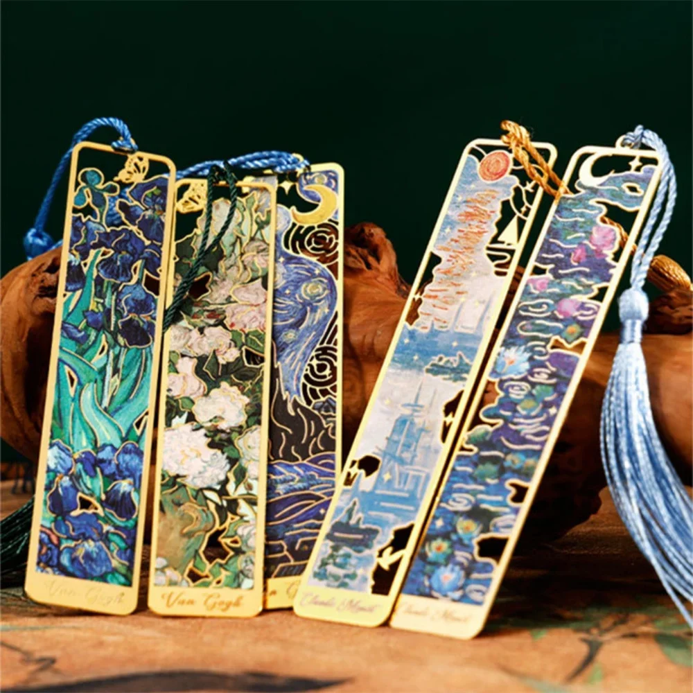 Metal Sunflower Hollow Bookmark Chinese Style Creative Painted Book Holder Tassel Pendant School Stationery Supplies Skr pico Zb