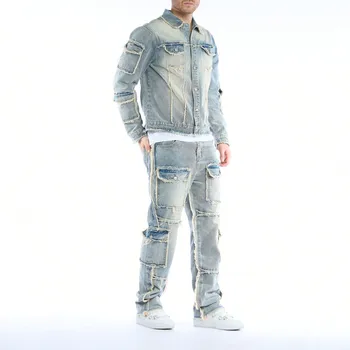 High-Quality Men's Washed Denim Two-Piece Set (Jeans + Denim Jacket) - Autumn & Winter Style 4
