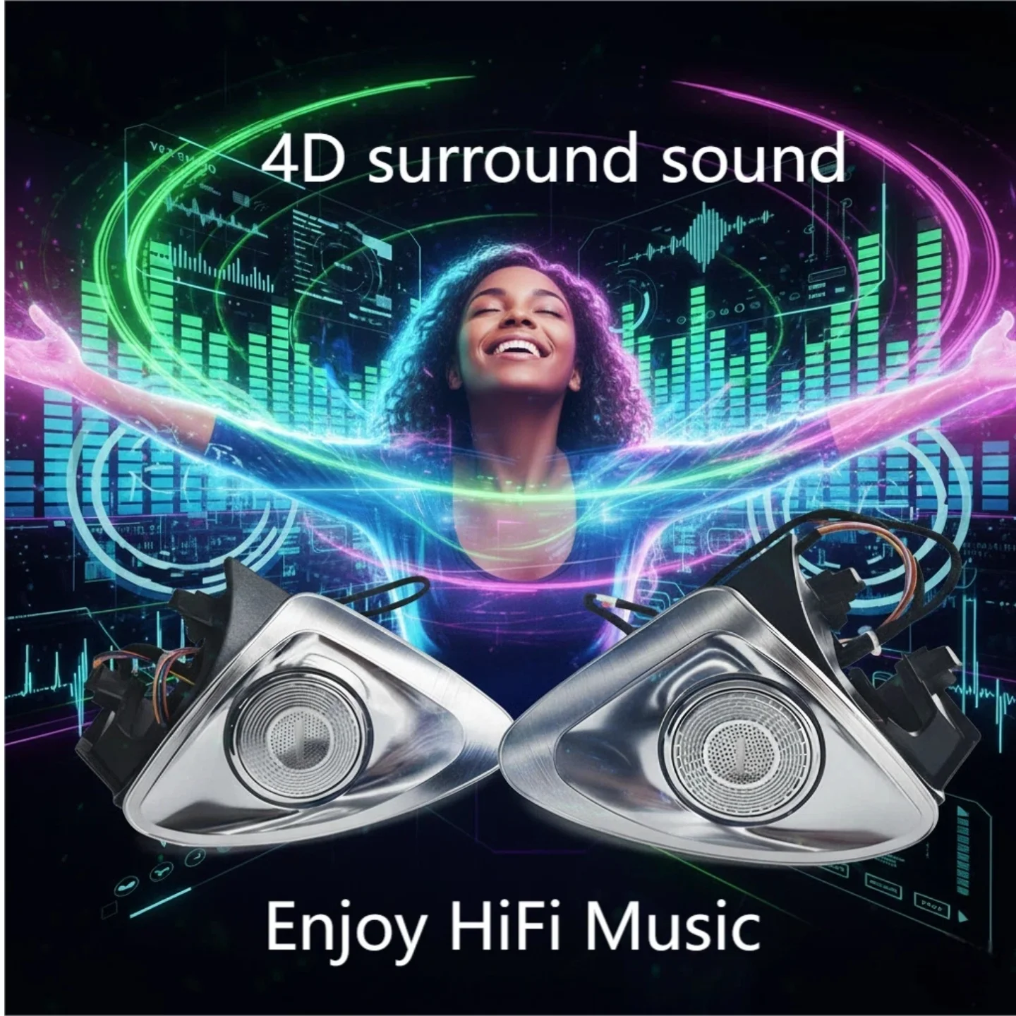 4D Rotating Tweeter Speakers With LED Ambient Light For Tesla Model 3/Y/3 Highland/Y Juniper 2025 2026