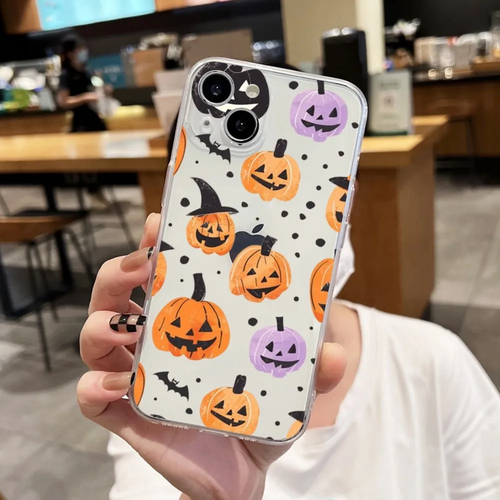 IPhone用の透明なハロウィーンケース,iPhone 15,11,13,14 pro max,7,8 plus,x,xr,xs max,16pro,12mini