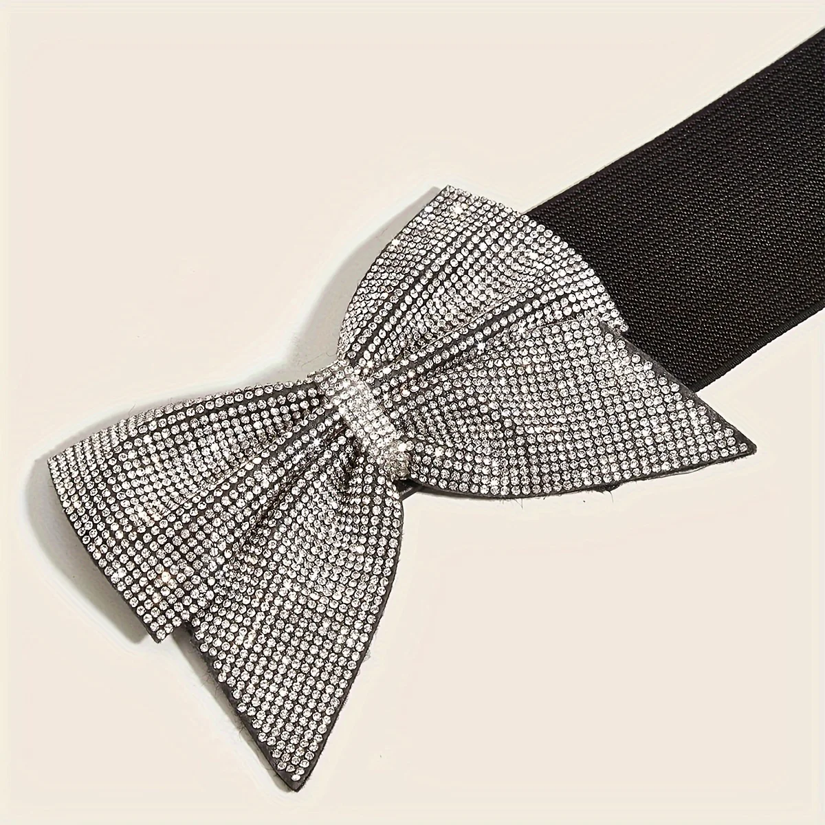 Rhinestone Bow Elastic Peplum Waistband Wide Wedding Party Dress Belts For Women Bling-Bling Corset