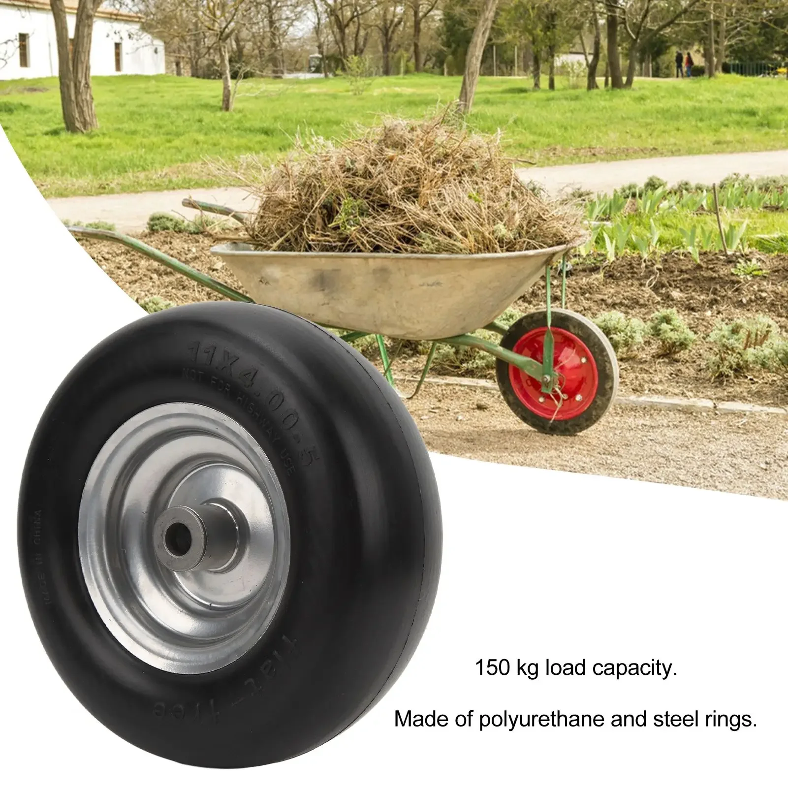 2Pcs Lawn Mower Tire Inflation Free 11in Diameter 4in Width Accessory for Replacement