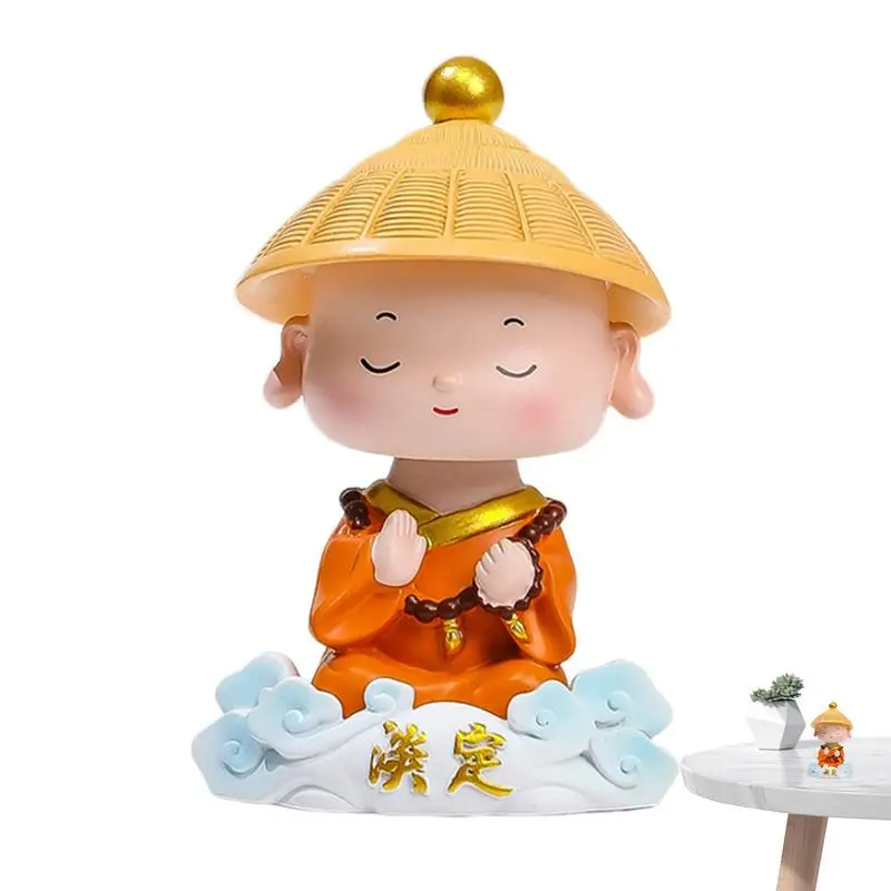 Little Monk Ornaments Car Dashboard Ornament Figurine Statue Stable Resin Zen Figurine Statue Miniature Figurines For Car