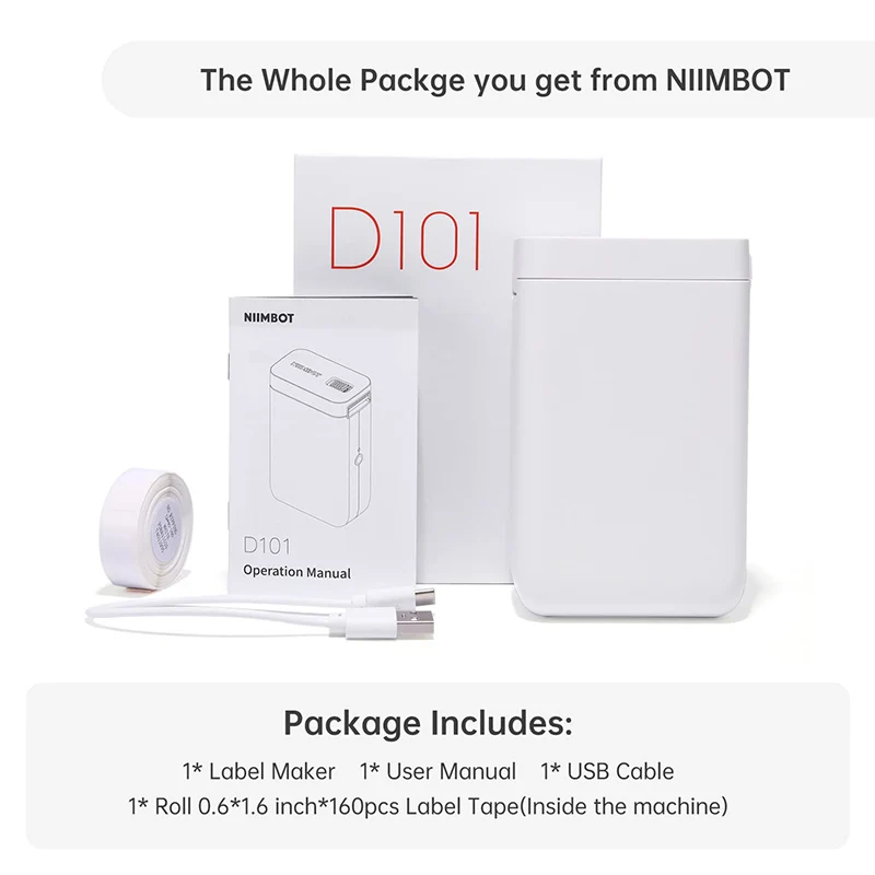 NiiMbot D101 przenośny kieszonkowy drukarka do etykiet Mini bezprzewodowy drukarka etykiet bez atramentu do telefonu Tablet biurowy organizacja domu D11 Plus