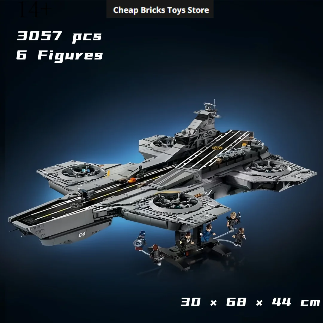 Flying Aircraft Carrier for Family Decor Model Christmas Birthday Toy Helicarrier Shield 3057pcs  Building Blocks Gifts A