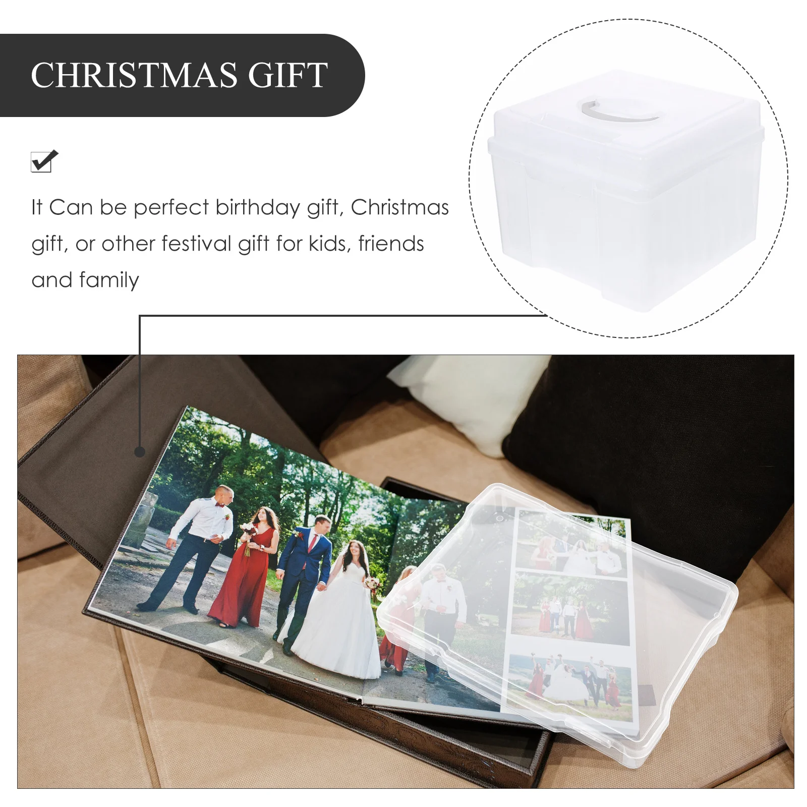 

1Set Durable Photo Organizer Box Transparent Card Storage Containers for Photos Postcards Gifts Tidy Desk Photo Case