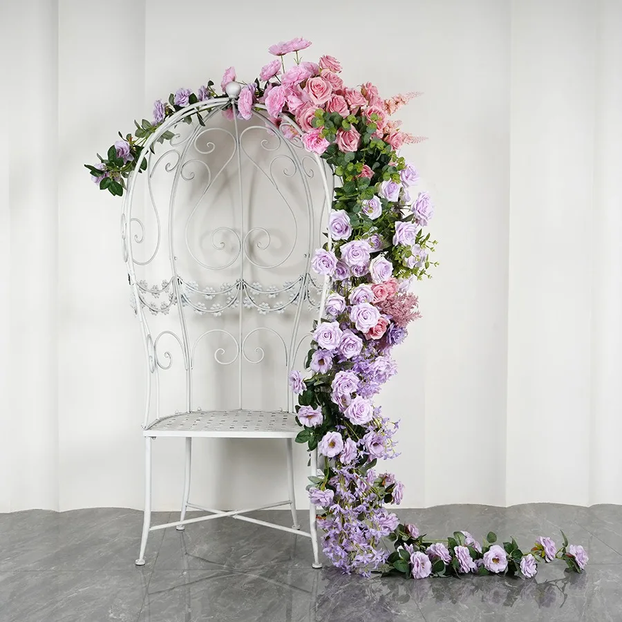 

New product purple artificial flowers wedding decoration chair flowers