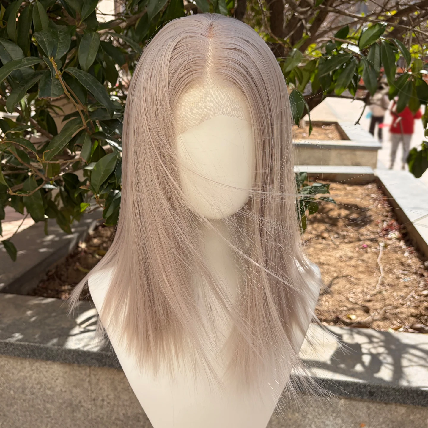 ライトグレーの合成レースフロントウィッグ女性用-14-インチショートボブレースウィッグ自然なヘアライン付き-13×4-グルーレスコスプレレースウィッグ