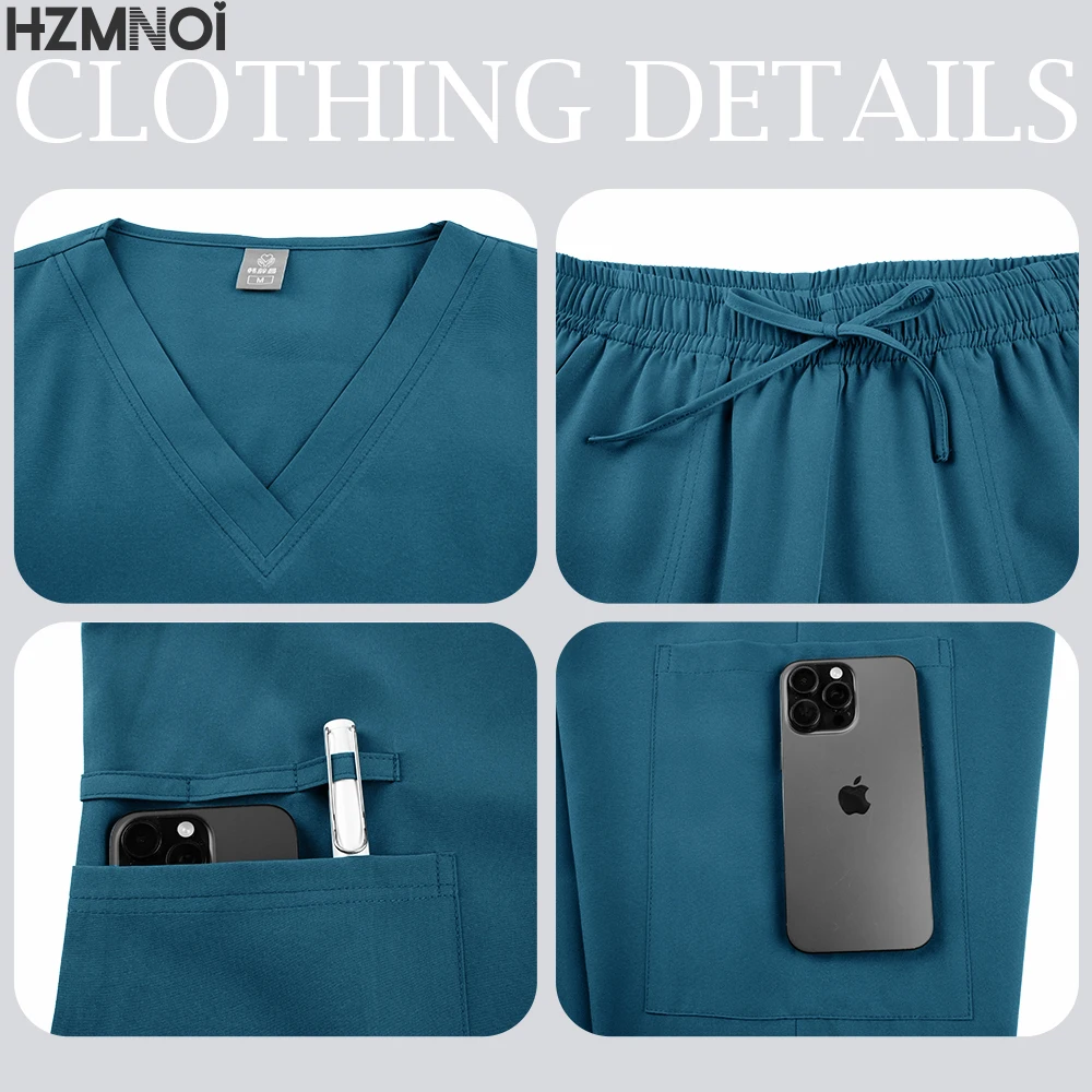 جديد الدعك زي ممرضة قصيرة الأكمام بلوزات على شكل حرف v + السراويل المستقيمة النساء متعدد الألوان التمريض الدعك مجموعة الحيوانات الأليفة طبيب ملابس العمل الطبية