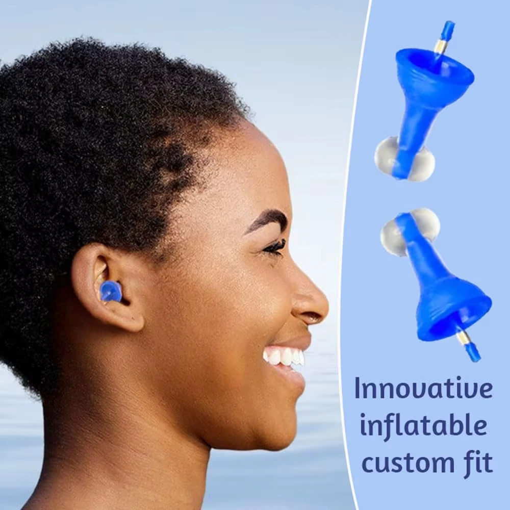 1 Pair Reusable Waterproof Noise Reduction Earplugs, Suitable for Soft, Innovative, Comfortable Inflatable Earplugs