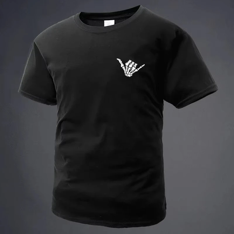 الرجل القوي نادي الإيماءات التكتيكية العسكرية نمط قصيرة الأكمام تي شيرت العسكرية مروحة نمط 666 اليد العظام سلسلة الرجال