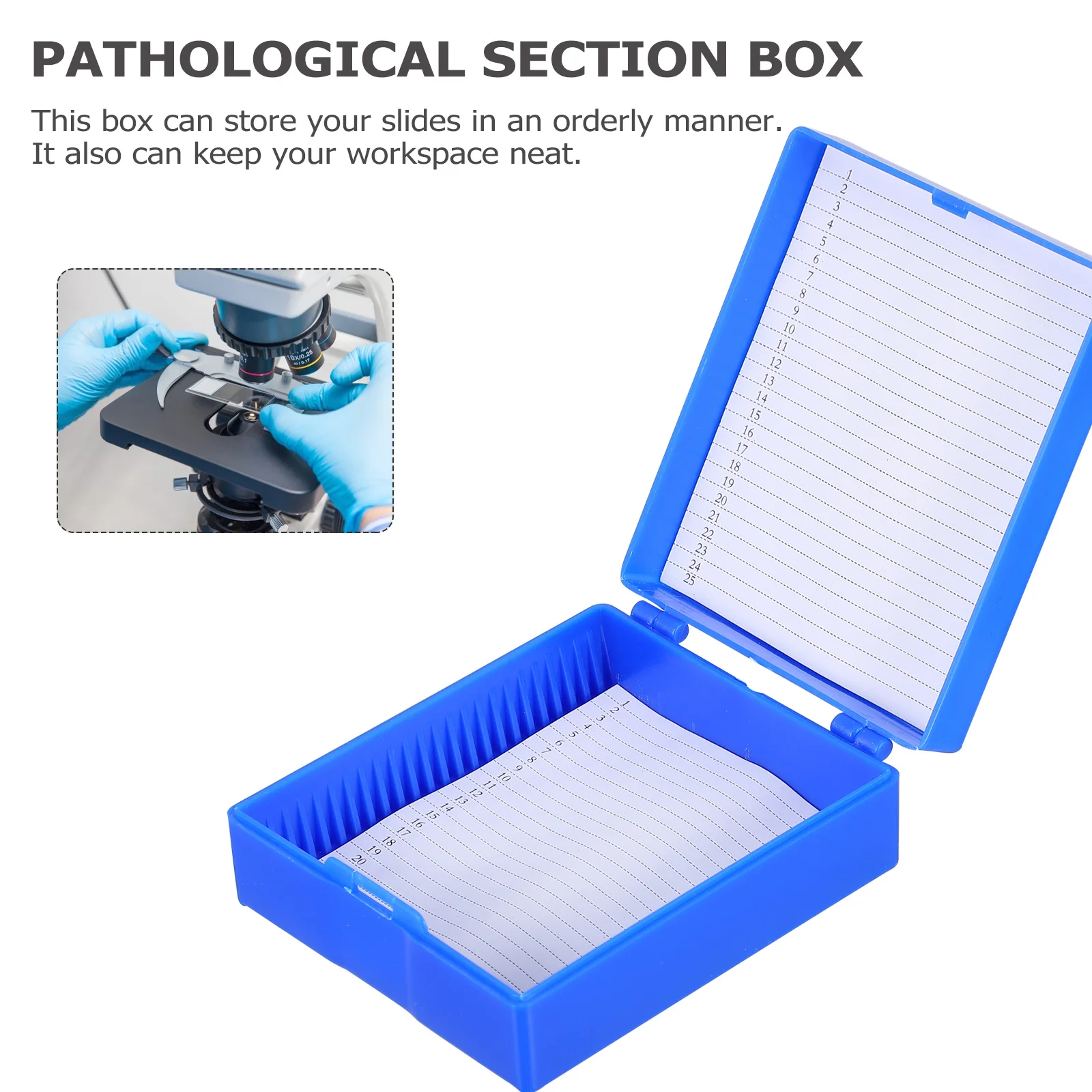 

2Pcs ABS Microscope Slide Storage Box Multi Slot Design Organized Slide Holder with Numbered Compartments Stackable Buckle Latch