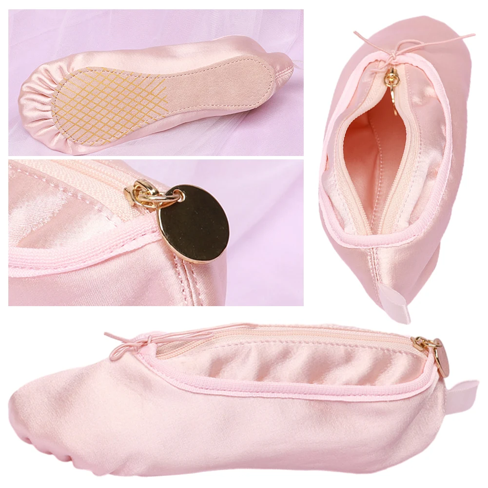 Ballet Shoe Personalized Makeup Bag Pink Cosmetic Holder Bag Soft Portable Cosmetic Pouch Creative for Dancers and Ballet Lovers