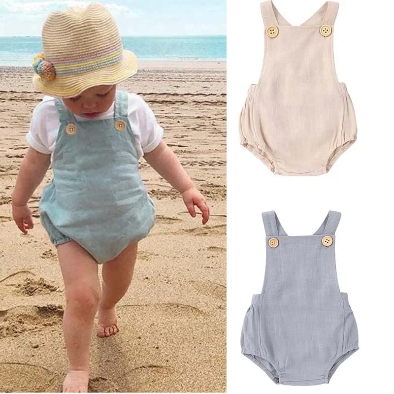 

2025 Baby Girls Clothes Infant Boys Romper Newborn Solid Jumpsuit Toddler Bodysuit Summer Outfits For 3M-24M