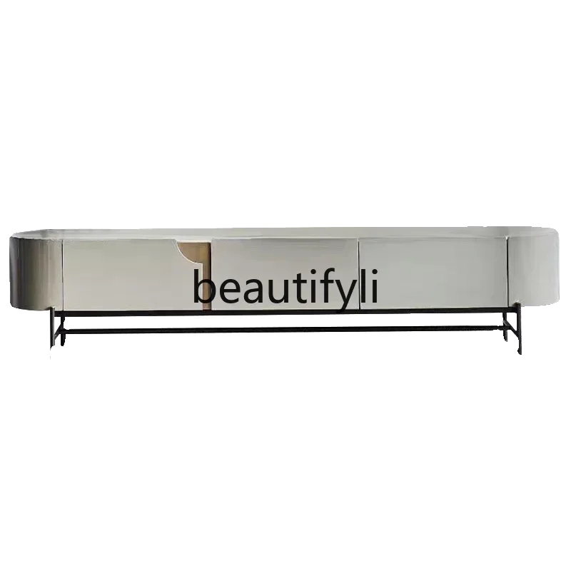 Italian light luxury rock slab coffee table TV cabinet combination small apartment living room home modern simple side table