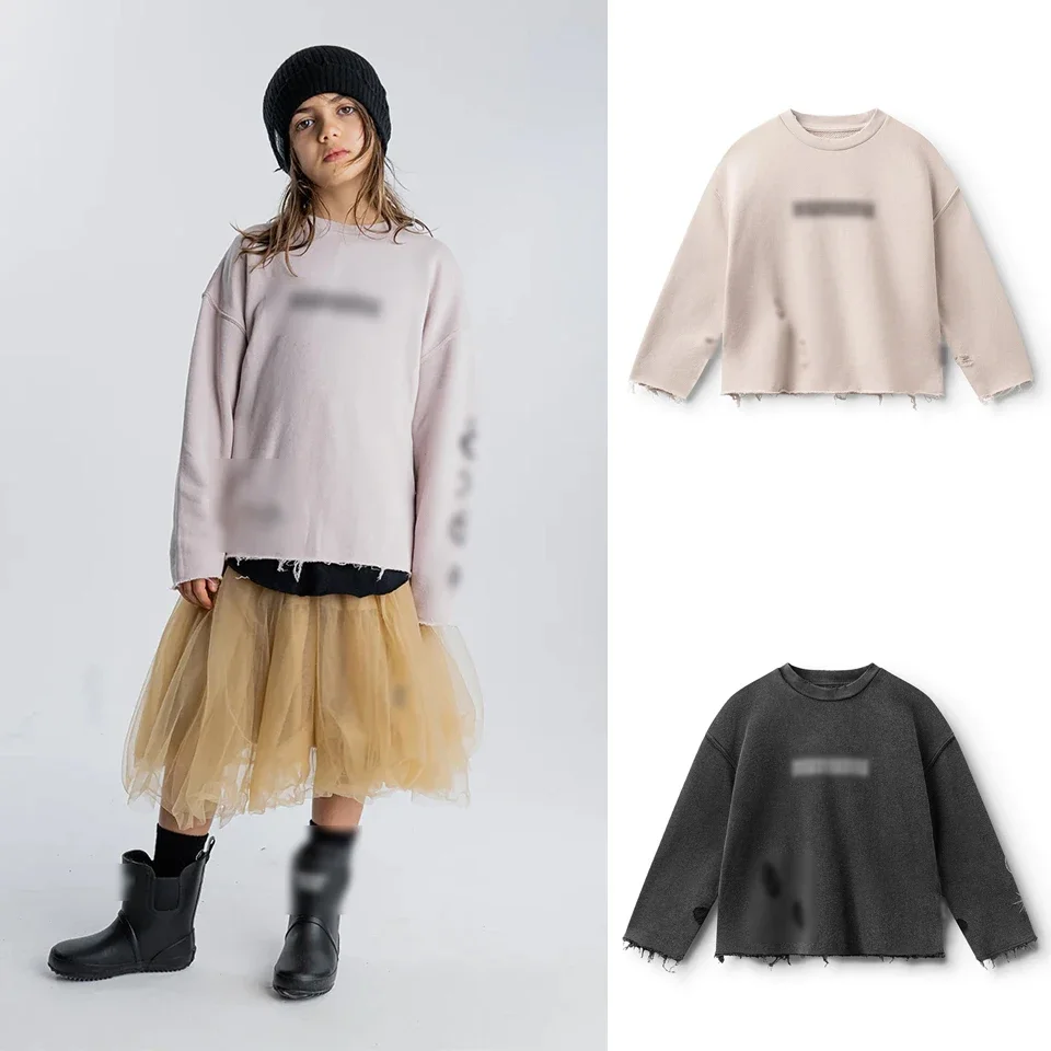 

Girls Dress Kids Clothes 2024 spring autumn New Mesh Skirt baby Knee-Length dress Hoodie long sleeved dress Knitted cotton dress