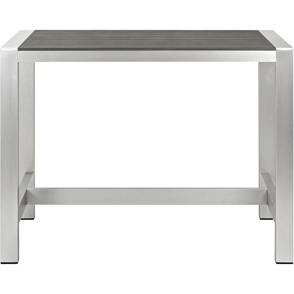 Outdoor Patio Bar Table Aluminum Rectangle Weather-Resistant Dining Furniture Backyard Poolside Entertaining Modern Design 4