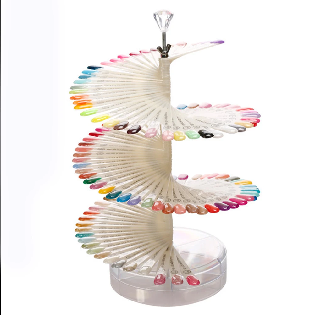 

Nail Art Display Stand Store/shop Rotating Makeup Acrylic Fan-shaped Color Atlas Polish Rack Shelves