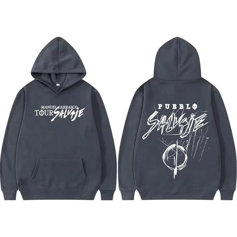 مغني الراب مانويل كاراسكو سلفاجي جولة 2025 ألبوم الرسومات البلوز الرجال الملابس موضة خمر تتجه هوديي بلوزات غير رسمية #2