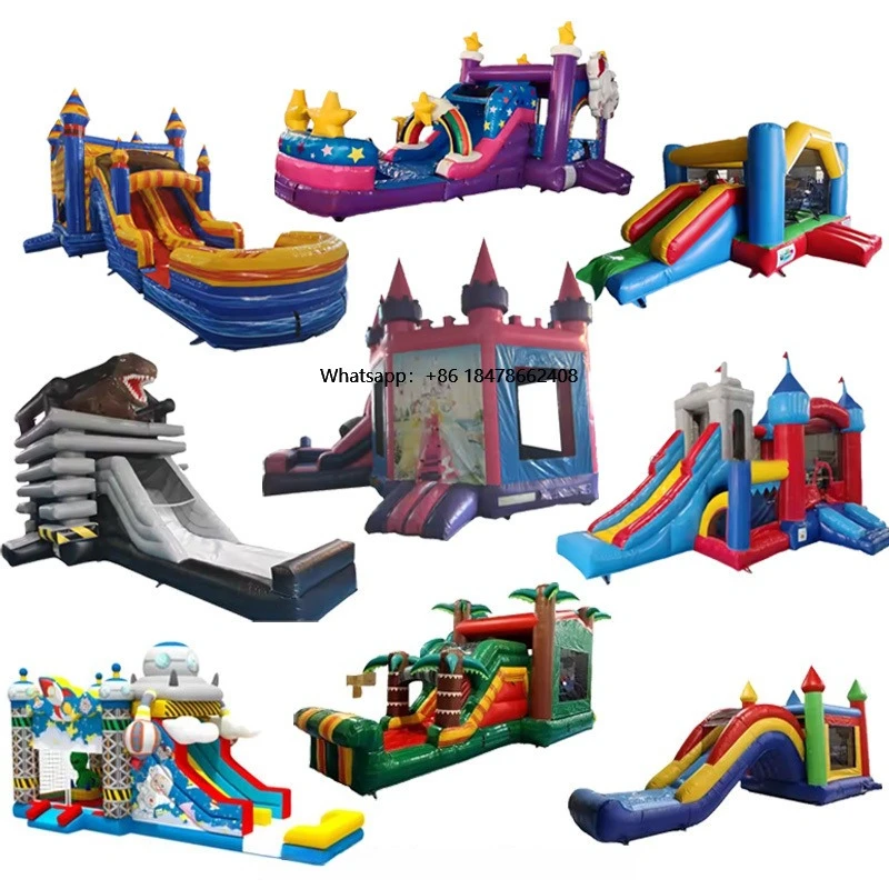 

Customize Commercial Pvc Adult White Bouncy Inflatable Jumper Castle Outdoor Bounce House Combo With Water Slide for Kids Party