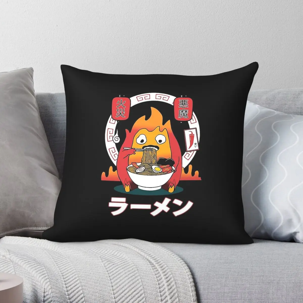 Spicy Calcifer Pillowcase Polyester Linen Velvet Creative Zip Decor Pillow Case Bed Cushion Cover 18