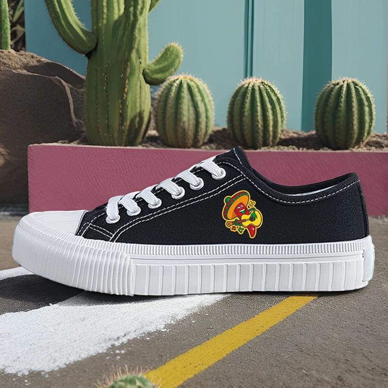 

Женская спортивная обувь Студенческие спортивные энтузиасты Весна и лето Женская парусиновая обувь Pepper Guitar Высокий верх с круглым носком на плоской подошве Дышащая вулканизированная обувь Женская обувь с цифровой печатью