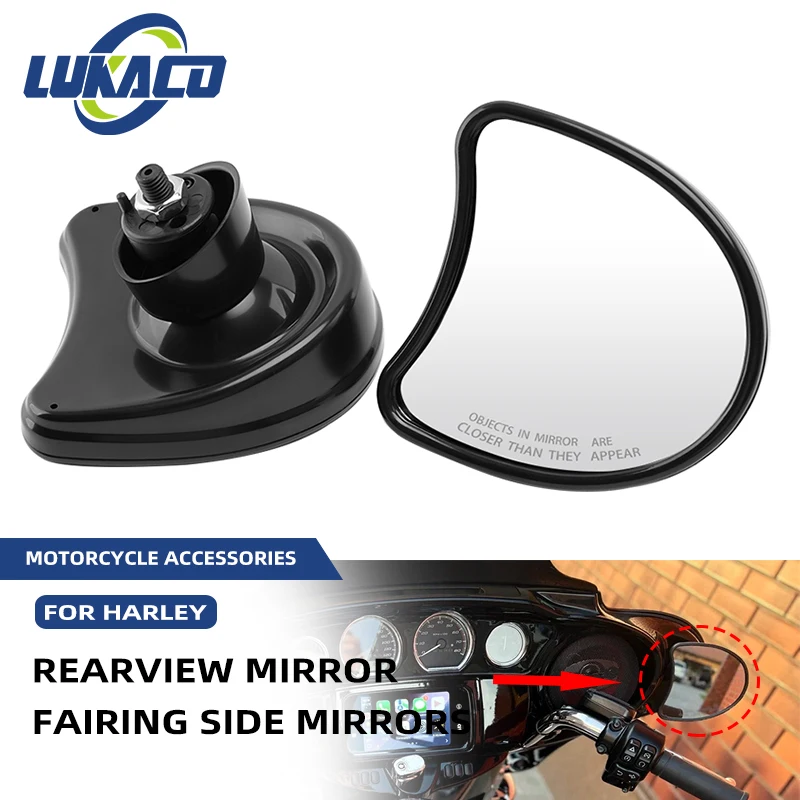 

Fairing Mount Rear View Mirror Motorcycle Batwing Side Mirrors Black For Harley Electra Glide Ultra Limited Tri Glide 2014-UP