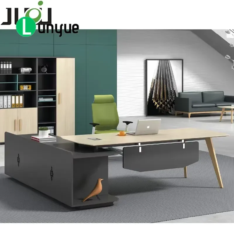 Modern Executive Desk MDF Plank Design Stylish Commercial Computer Desk For Office Home Workstation Durable Large Surface