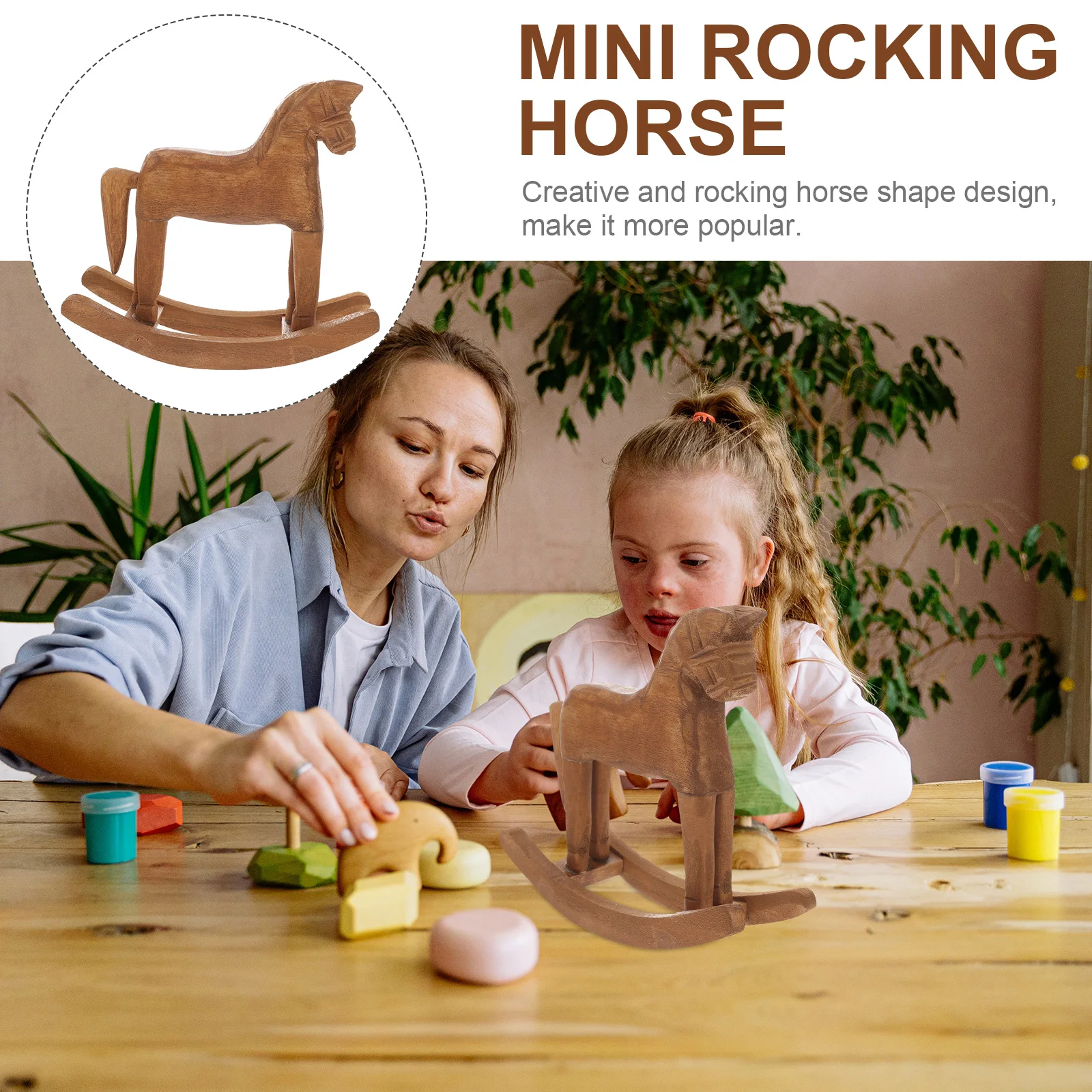 

Wooden Rocking Horse Ornament Mini Craft Desktop Decor For Christmas Gift Living Room Table Shelf Bedroom Stable Lightweight