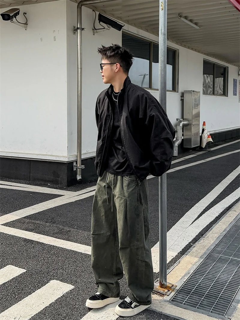 

Cleanfit Bla Pilot Jaet Men's Autumn Winter Sli Stand Collar ort Baseball Coat American High Street Loose Fit Polye...