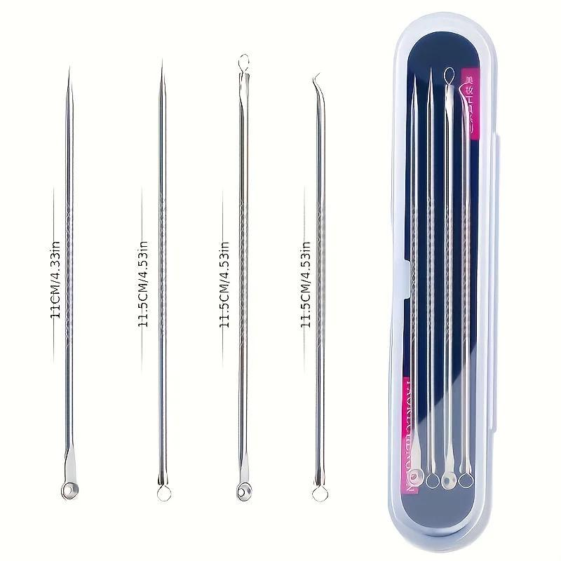 4pcs/set Blackhead Remover Tool Set, Stainless Steel Blackhead Remover Tool, Facial Cleansing Tool,Suitable for All Skin Types