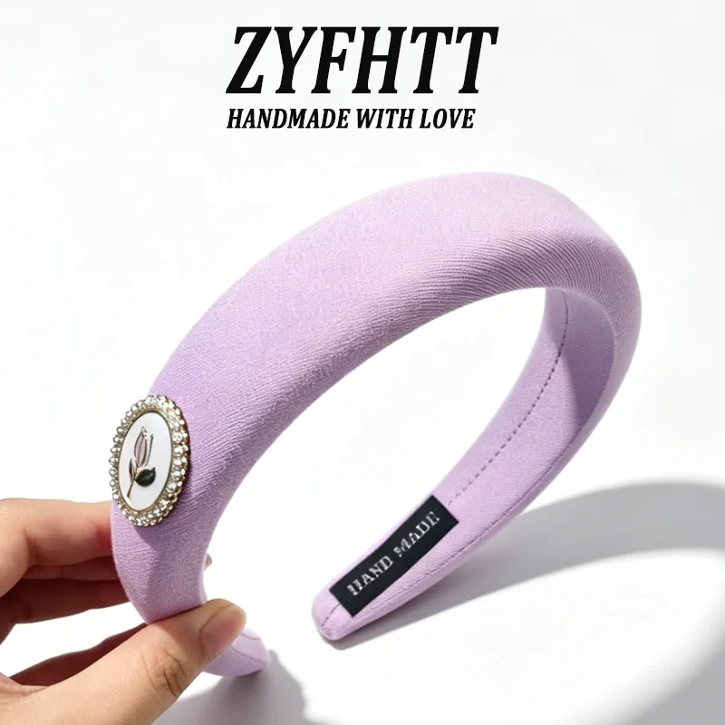 1/6 Stück ZYFHTT Lila Serie Schwamm-Stirnband für Damen, elegantes, vielseitiges breites Haarband, modischer Haarreif für Mädchen – Detail 13