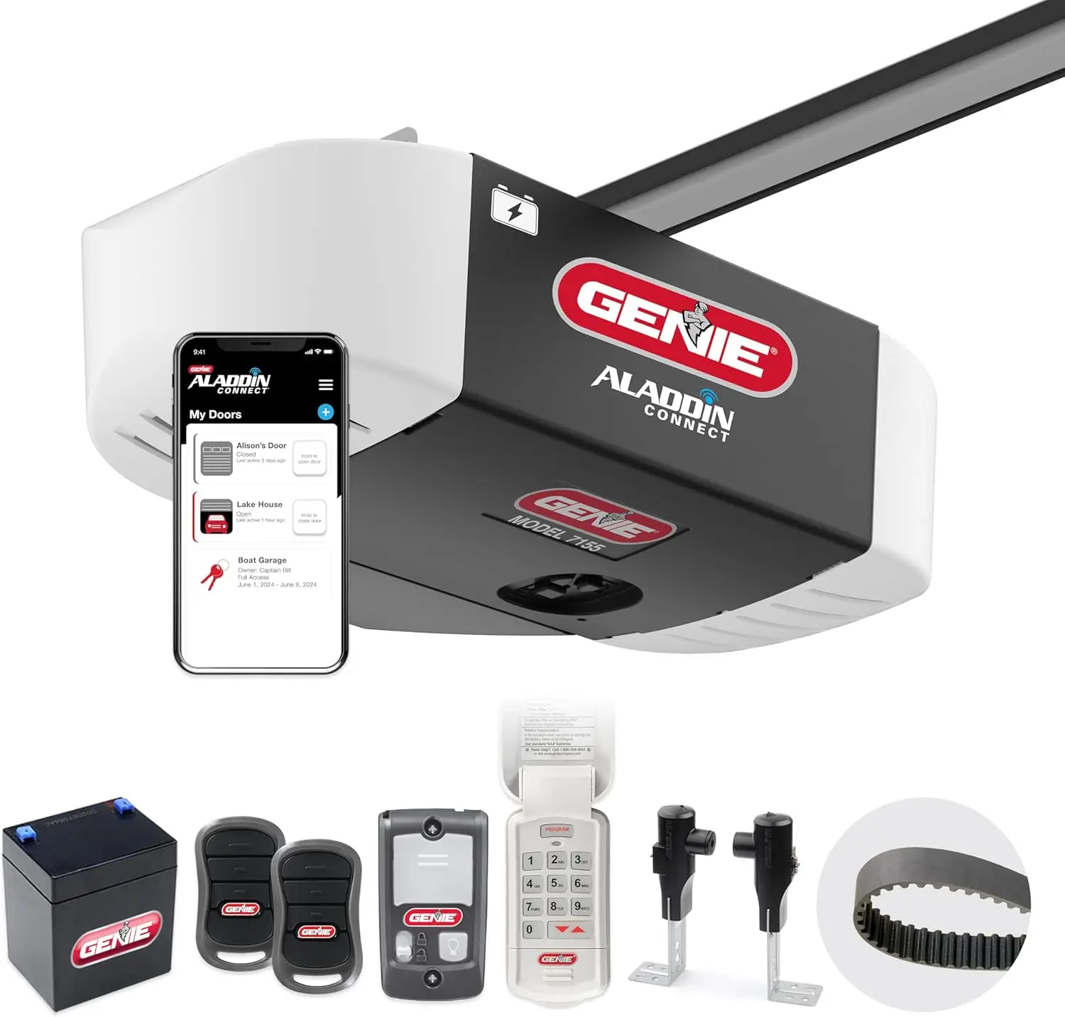 

Genie 7155-TKV Smart Garage Door Opener StealthDrive Connect - Ultra Quiet opener, WiFi, Battery Backup - Works with Alexa