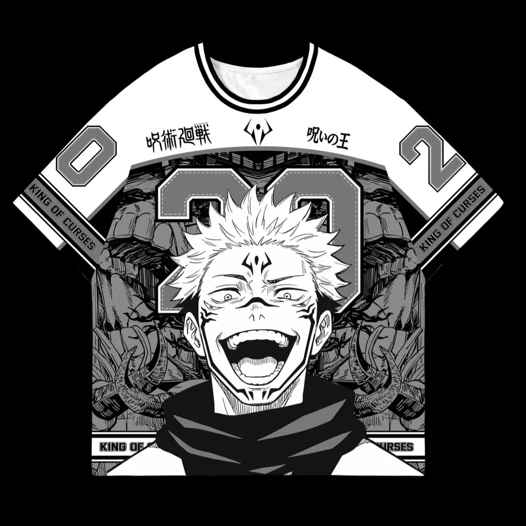 2026 Summer/Fall Sukuna Jujutsu Kaisen Monochrome Comic Pattern Curse King No. 20 Men Women Sukuna Fans Short Sleeve T-Shirt Y2K