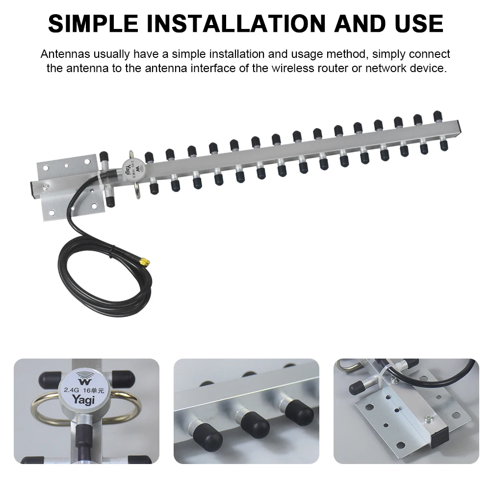 Yagi WiFi Antenna 2.4Ghz (25dBi) High Gain Directional Antenna Booster 2400-2500MHz With RP-SMA Connector for Wireless Network