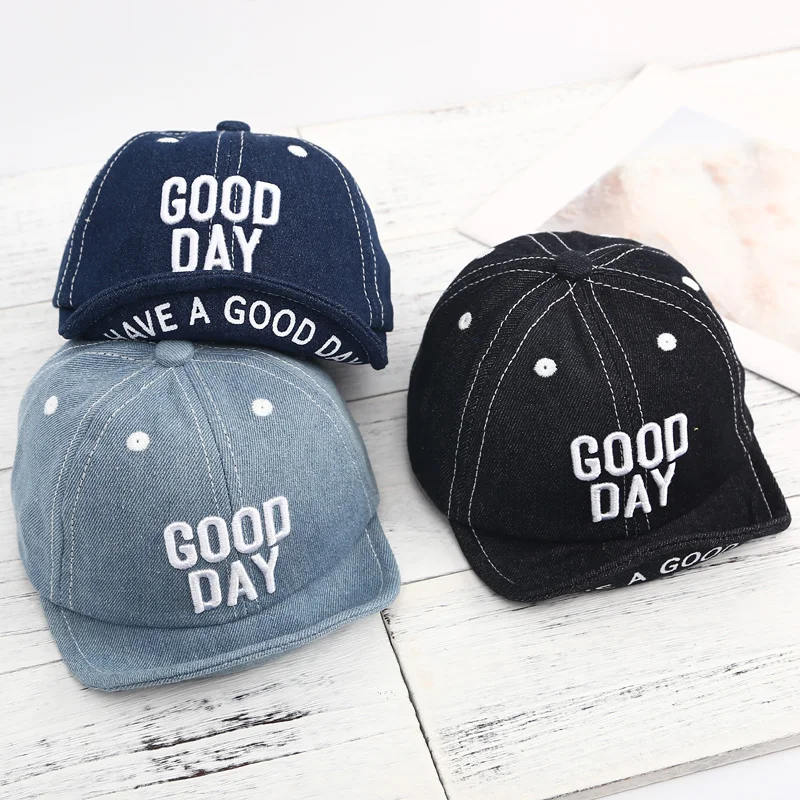 Spring Summer Baby Hat Baby Girls Boys Denim Baseball Cap 1 Years 2 Years Kids I Love Mama and Papa Flat Cap Children Sun Hat