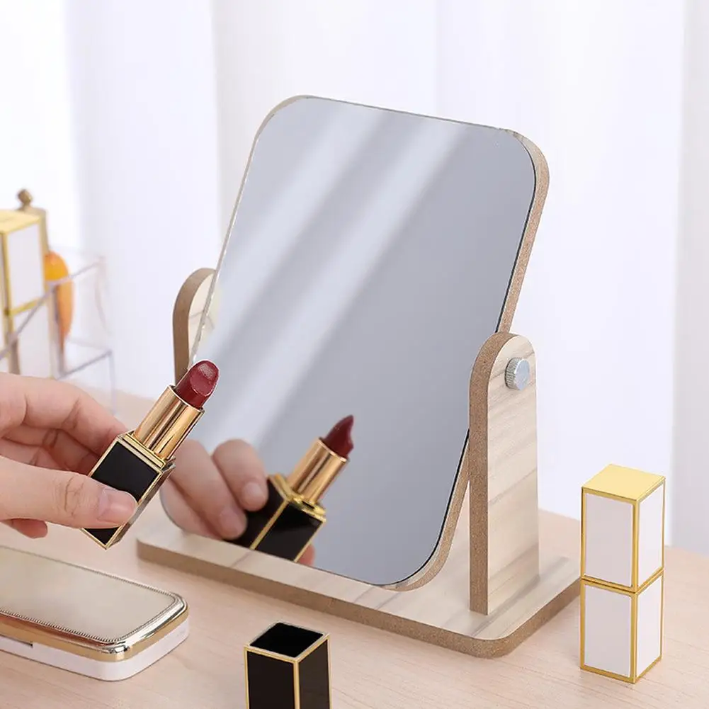 Grand Miroir de Maquillage Portable en Bois, Brosse Rotative Haute Définition, pour Étudiant, Dortoir, miles, R3T8