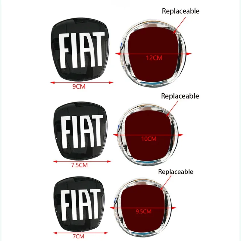 Logotipo para Parrilla Delantera y Trasera de Coche, Adhesivo de Repuesto para Fiat Abarth 500 Tipo FR Panda Argo Freemont Viaggio Bra