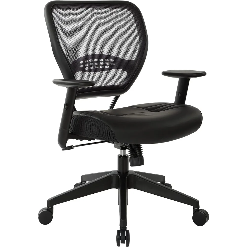 

Professional AirGrid Dark Back and Padded Black Eco Leather Seat, 2-to-1 Synchro Tilt Control, Adjustable Arms