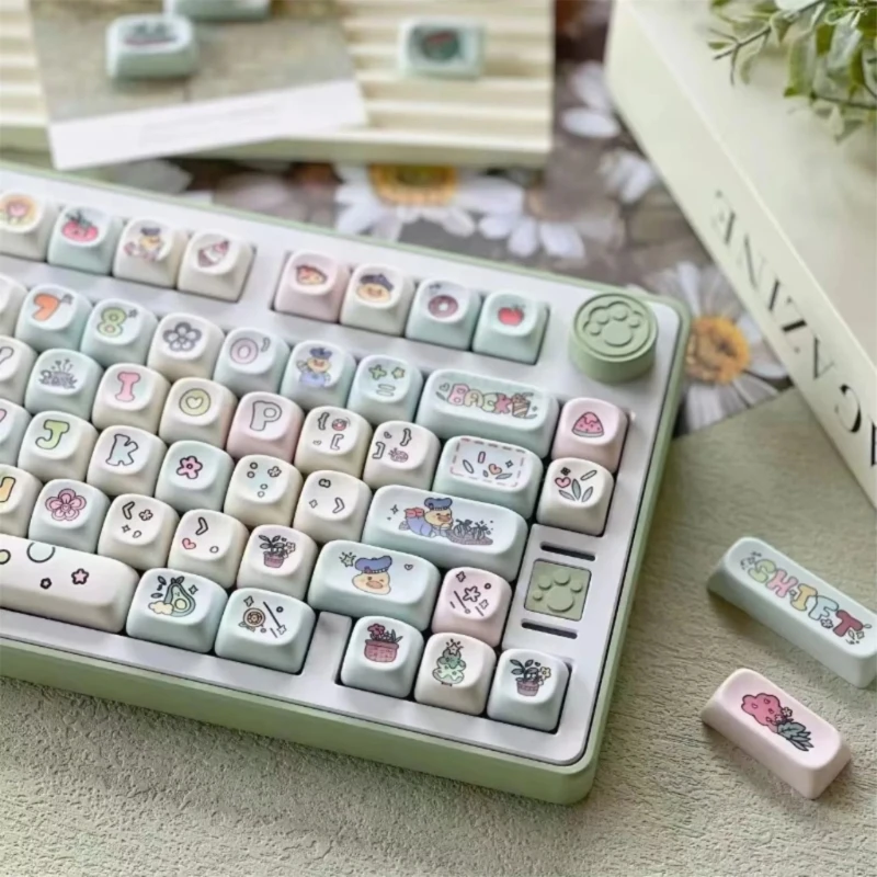 Einzigartiges Fruit Duck PBT-Tastenkappen-Set, 134 Tasten, MOA-Profil-Tastenkappen, Farbsublimation für längere Tastaturnutzung