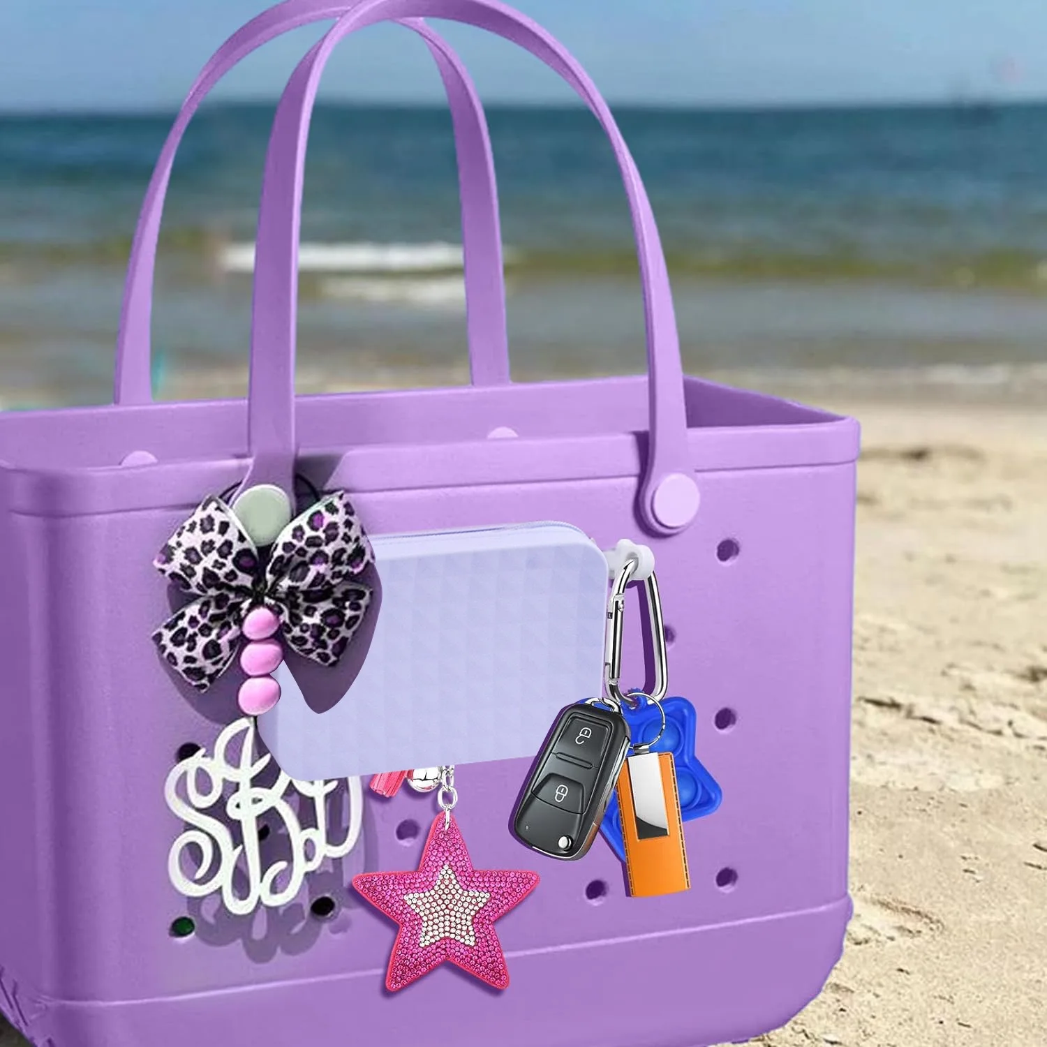 Bolsa de playa colgante de Pp, cesta de EVA, caja de almacenamiento de gafas de teléfono móvil, bolsa de mano explosiva de playa europea y americana